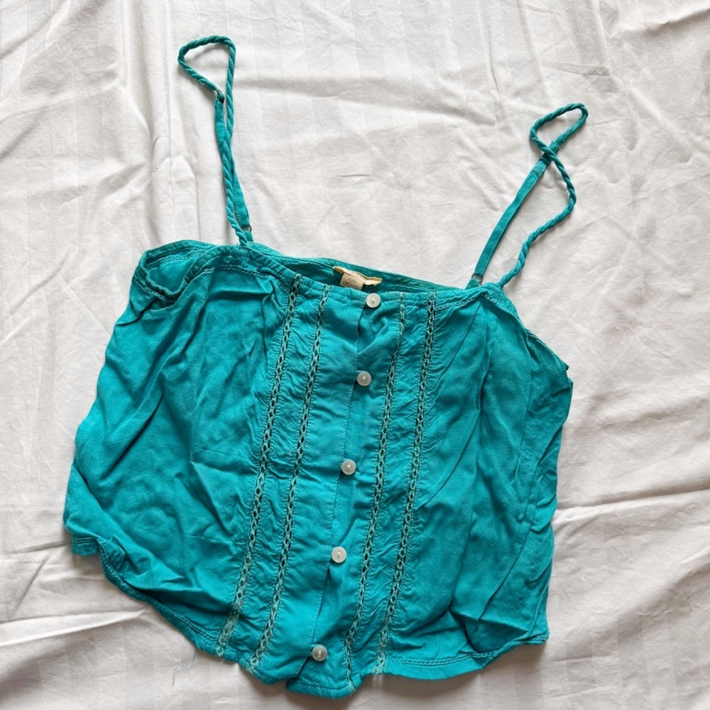 Aerie Button-Up Cropped Top
